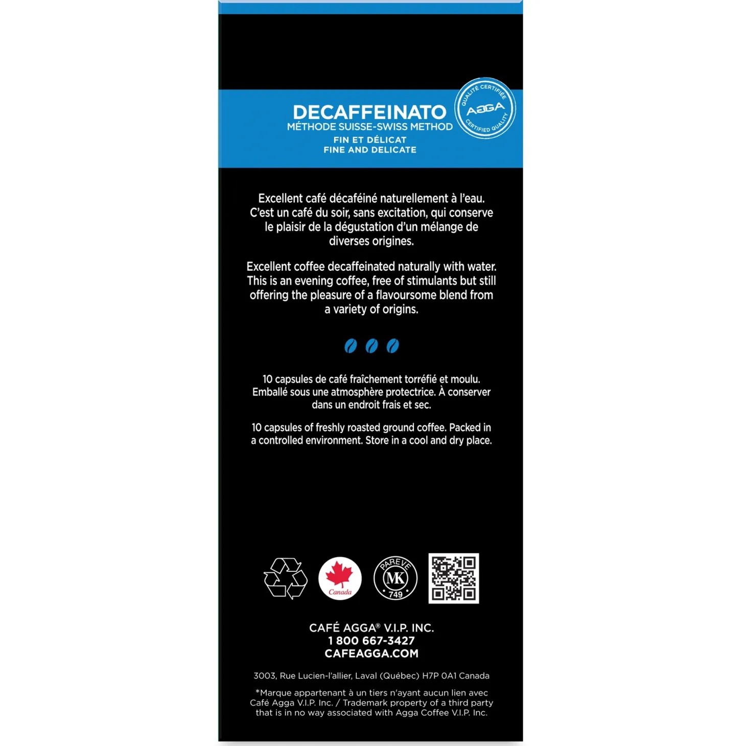 Decaffeinated|Nespresso Compatible Capsules>Ma Caféine Agga | Espresso Decaffeinato - box of 10 Nespresso® compatible capsules