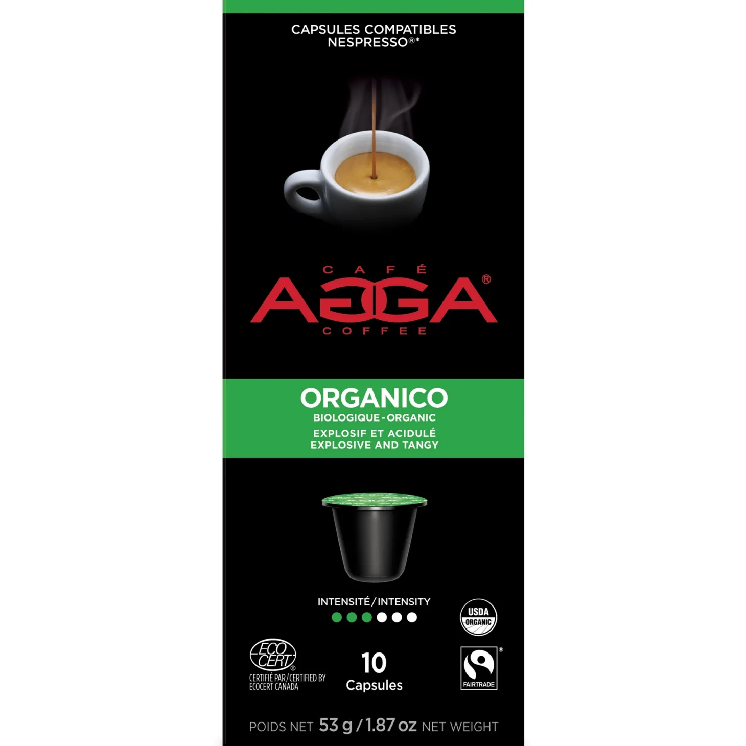 Organic Fair Trade|Nespresso Compatible Capsules>Ma Caféine Agga | Espresso Organico - organic - box of 10 Nespresso® compatible capsules
