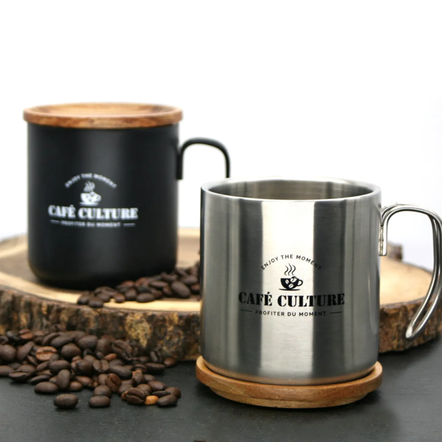 Double Wall Cups|Camping>Ma Caféine Café Culture | Double wall steel mug 450ml