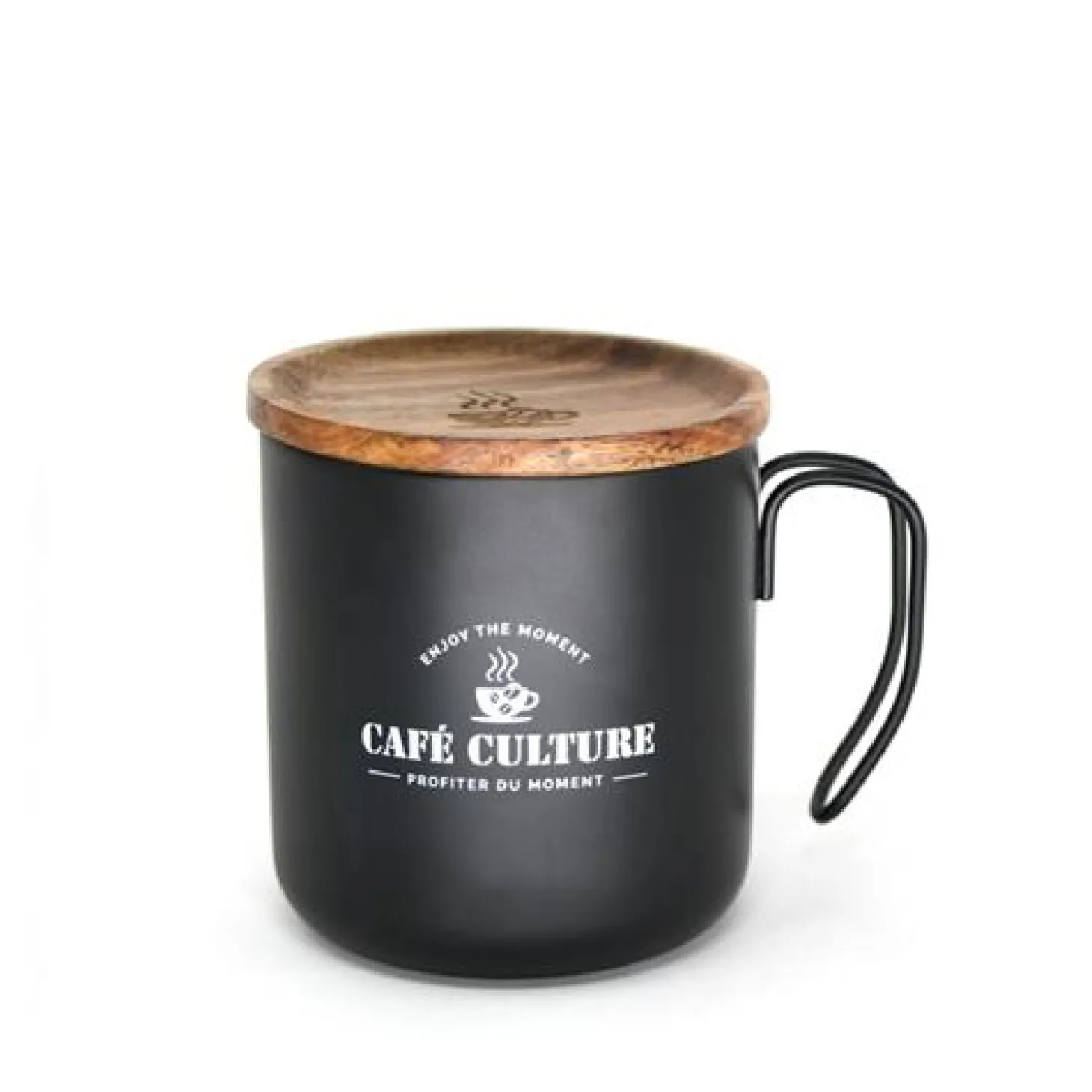 Double Wall Cups|Camping>Ma Caféine Café Culture | Double wall black steel mug 450ml