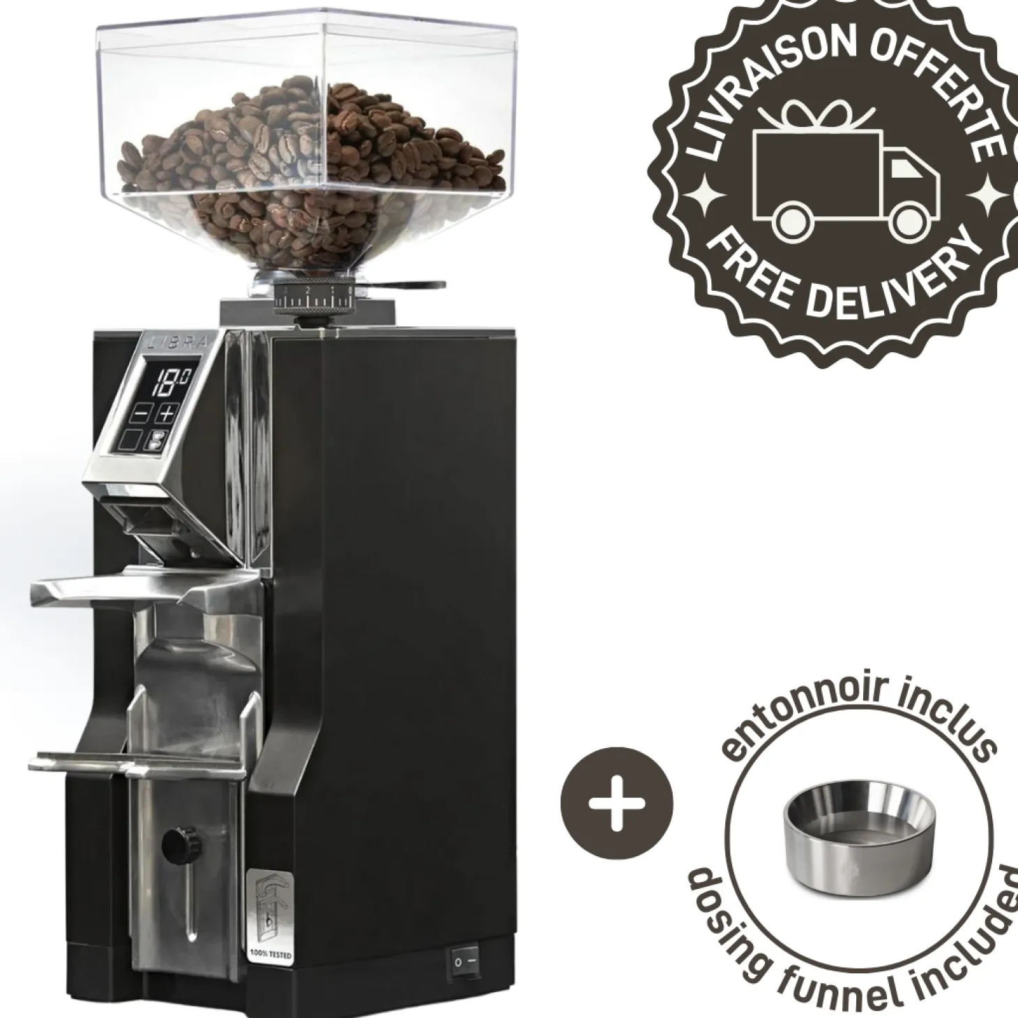Automatics>Ma Caféine Eureka | Mignon Libra grinder with integrated scale and funnel
