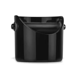 Barista Tools|Barista Tools>Ma Caféine Grindenstein | Black plastic grounds container with non-slip rubber strip