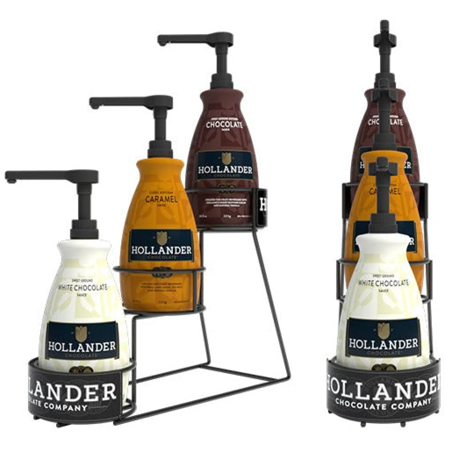 Flavored Syrups & Sauces>Ma Caféine Hollander | Metal storage for three sauces 64 oz