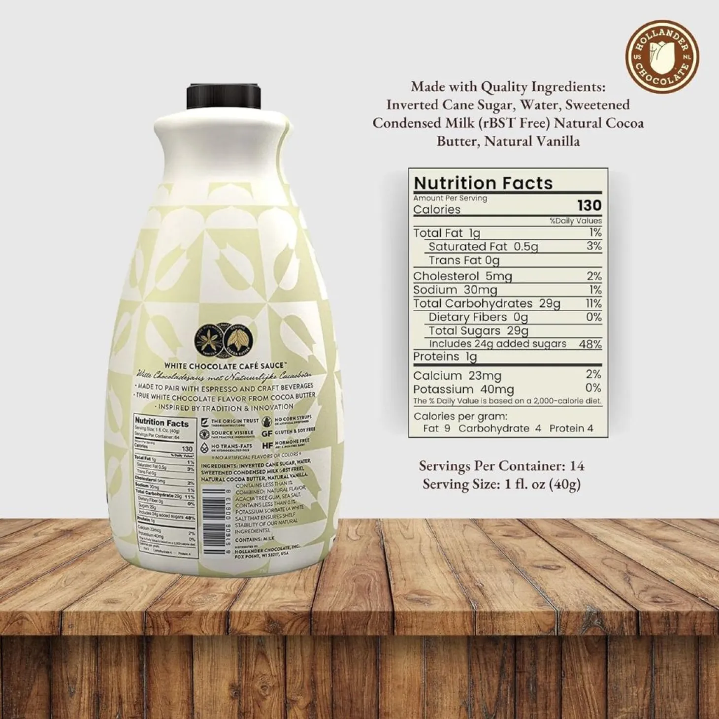 Flavored Syrups & Sauces|Hot Chocolates>Ma Caféine Hollander | White chocolate sauce - 2.5 kg