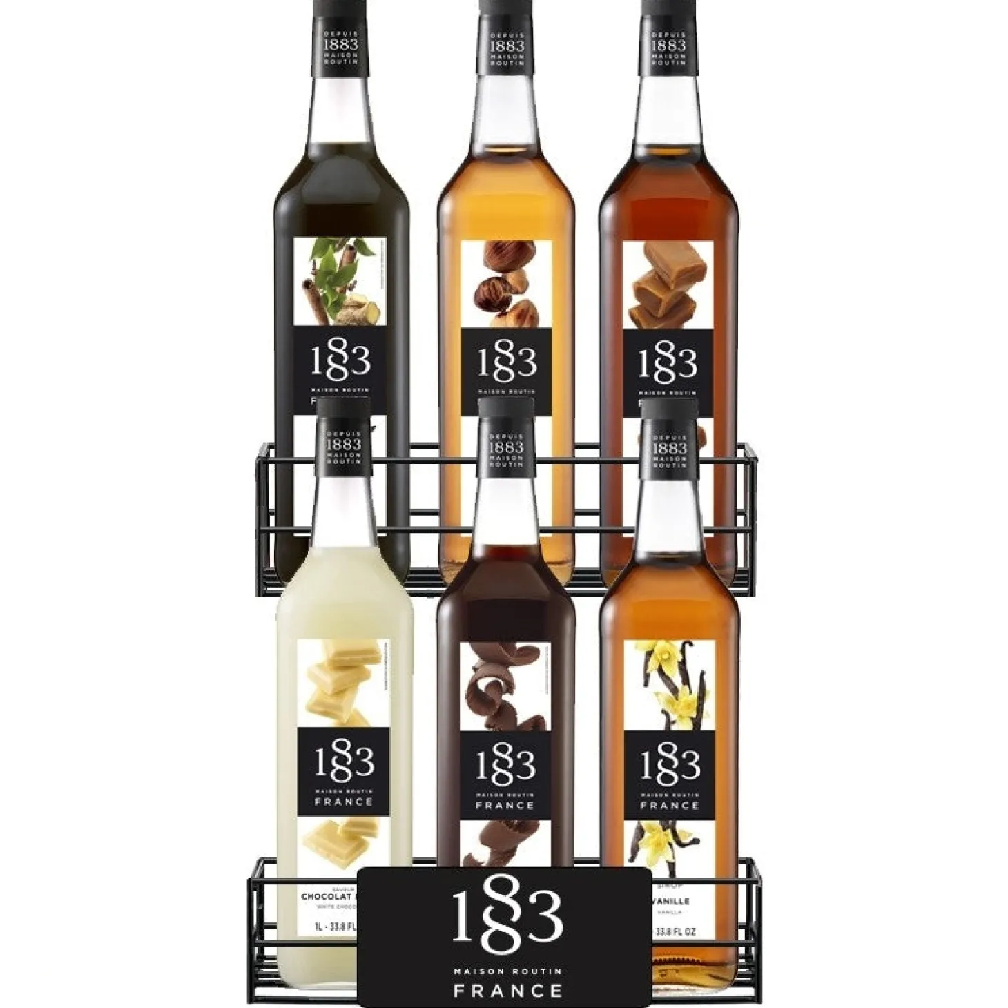 Flavored Syrups & Sauces>Ma Caféine Maison Routin 1883 | 6-choice metal storage for 1 liter syrups