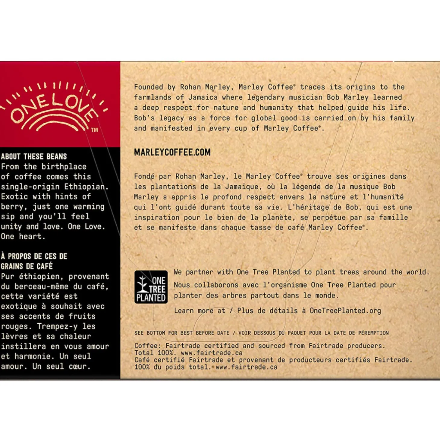 Organic Fair Trade|K-Cup Capsules>Ma Caféine Marley Coffee | One Love Fairtrade Keurig K-Cup Coffee Pods