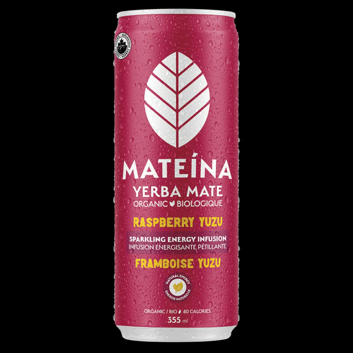 Ready-To-Drink Beverages|Quebec Products>Ma Caféine Mateina | Organic Raspberry & Yuzu Energizing Sparkling Infusion