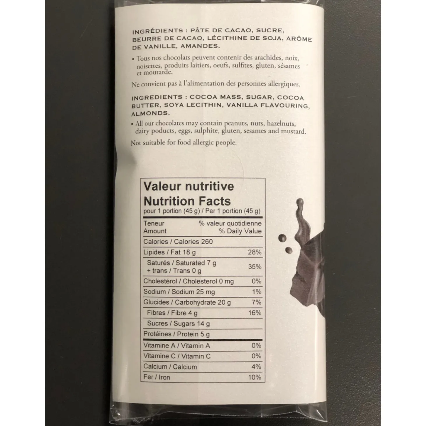 Food & Snacks|Quebec Products>Ma Caféine My Caffeine | Dark Chocolate Bar with Almonds