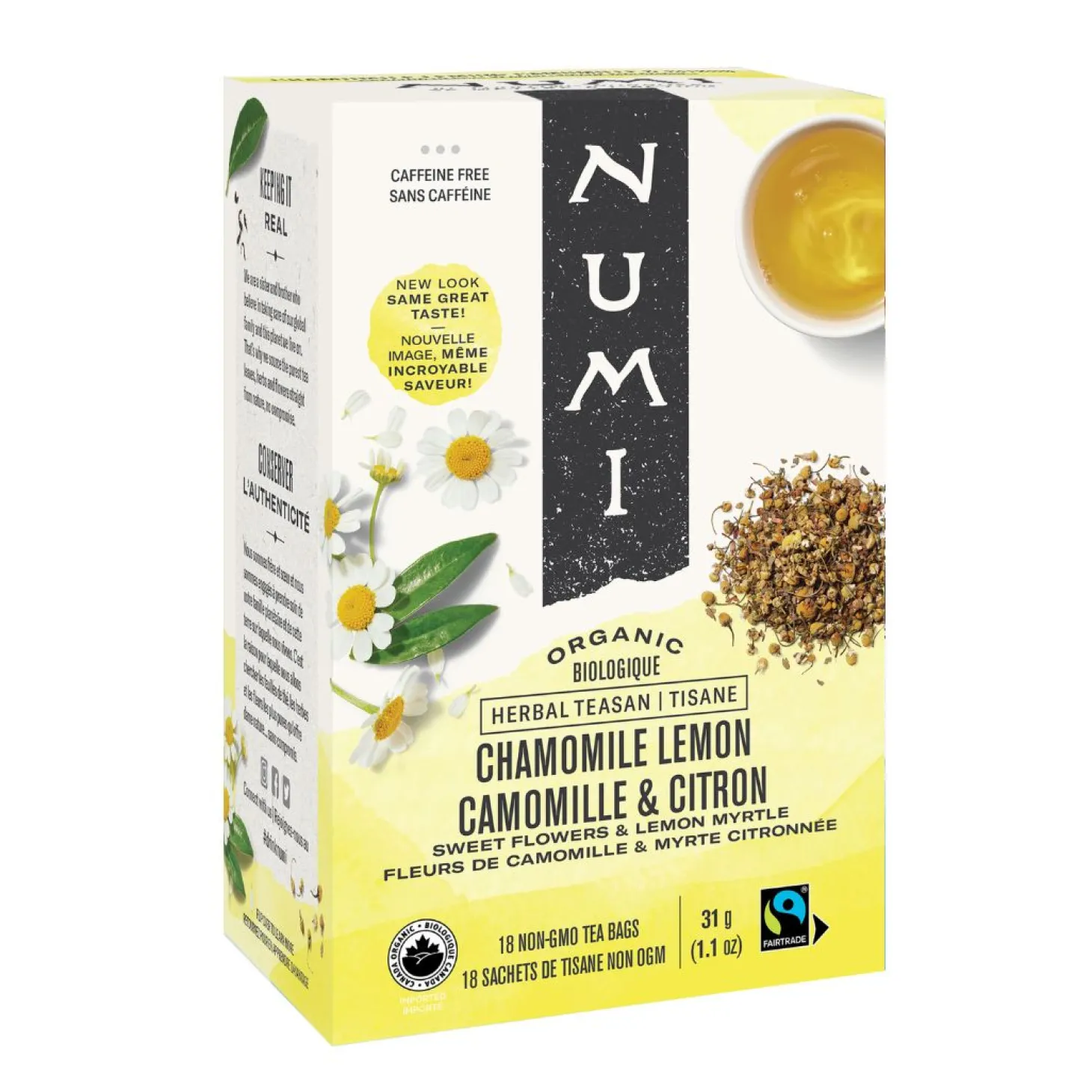 Herbal Teas|Caffeine Free>Ma Caféine Numi | Organic Lemon Chamomile 18 sachets