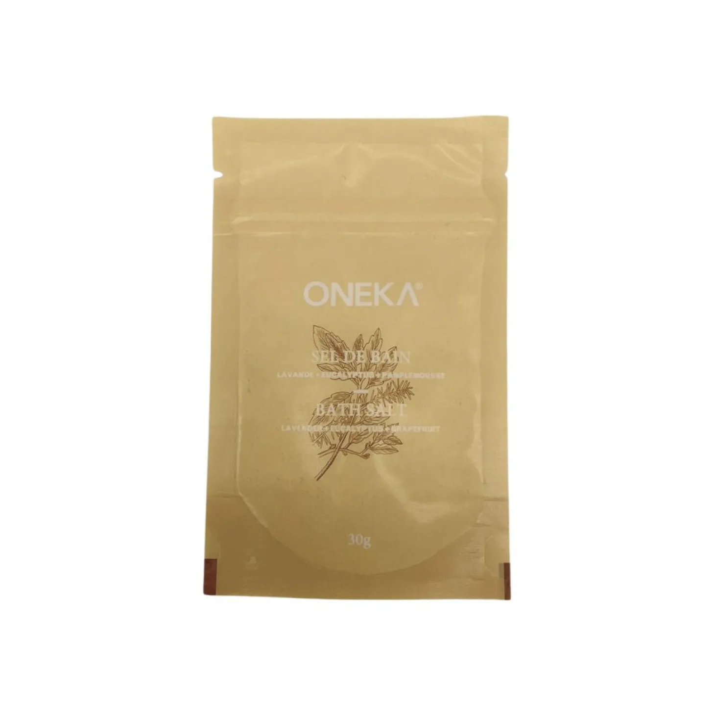 Quebec Products|Wellness Products>Ma Caféine Oneka | Lavender Eucalyptus and Grapefruit Bath Salts - 30g sachet