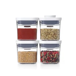 Preservation|Preservation>Ma Caféine OXO | Set of 4 square mini white containers POP 2.0 - 0.2 Liters