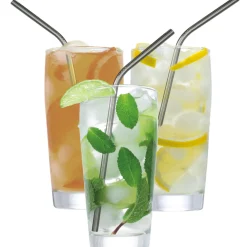 Travel Mugs|Travel Mugs>Ma Caféine Reusable stainless steel straws with brush - box of 4