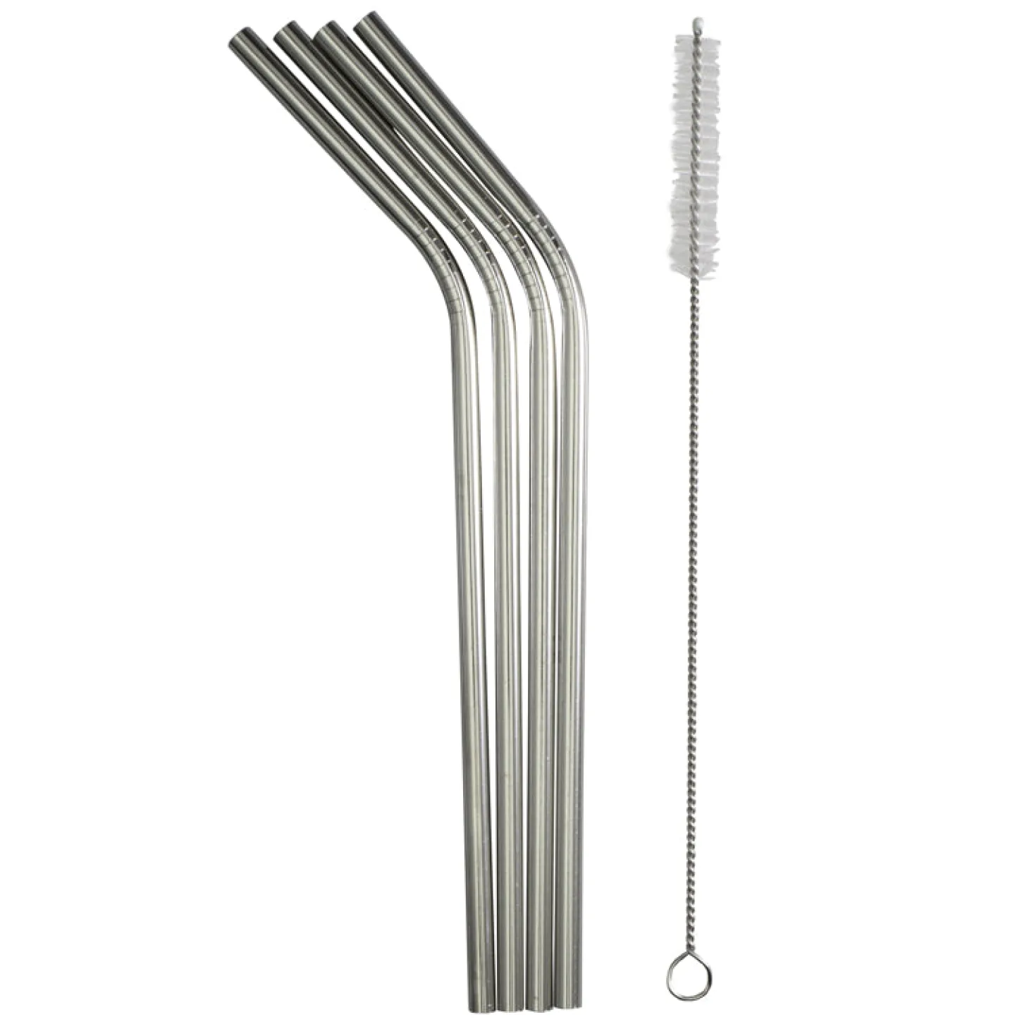 Travel Mugs|Travel Mugs>Ma Caféine Reusable stainless steel straws with brush - box of 4