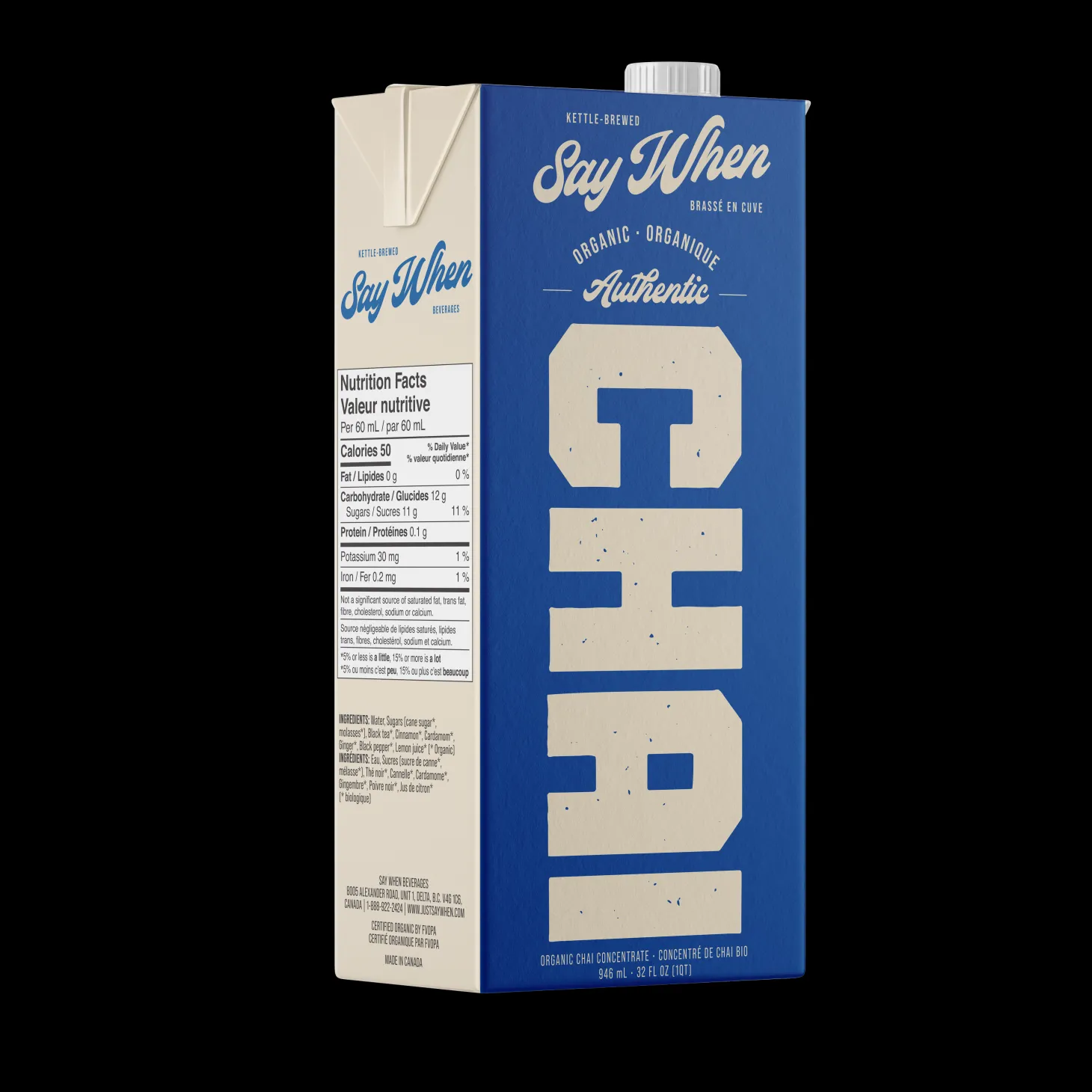 Milk, Plant-Based Drinks & Infused Chai|Chaï Teas>Ma Caféine Say When | Organic chai - Authentic