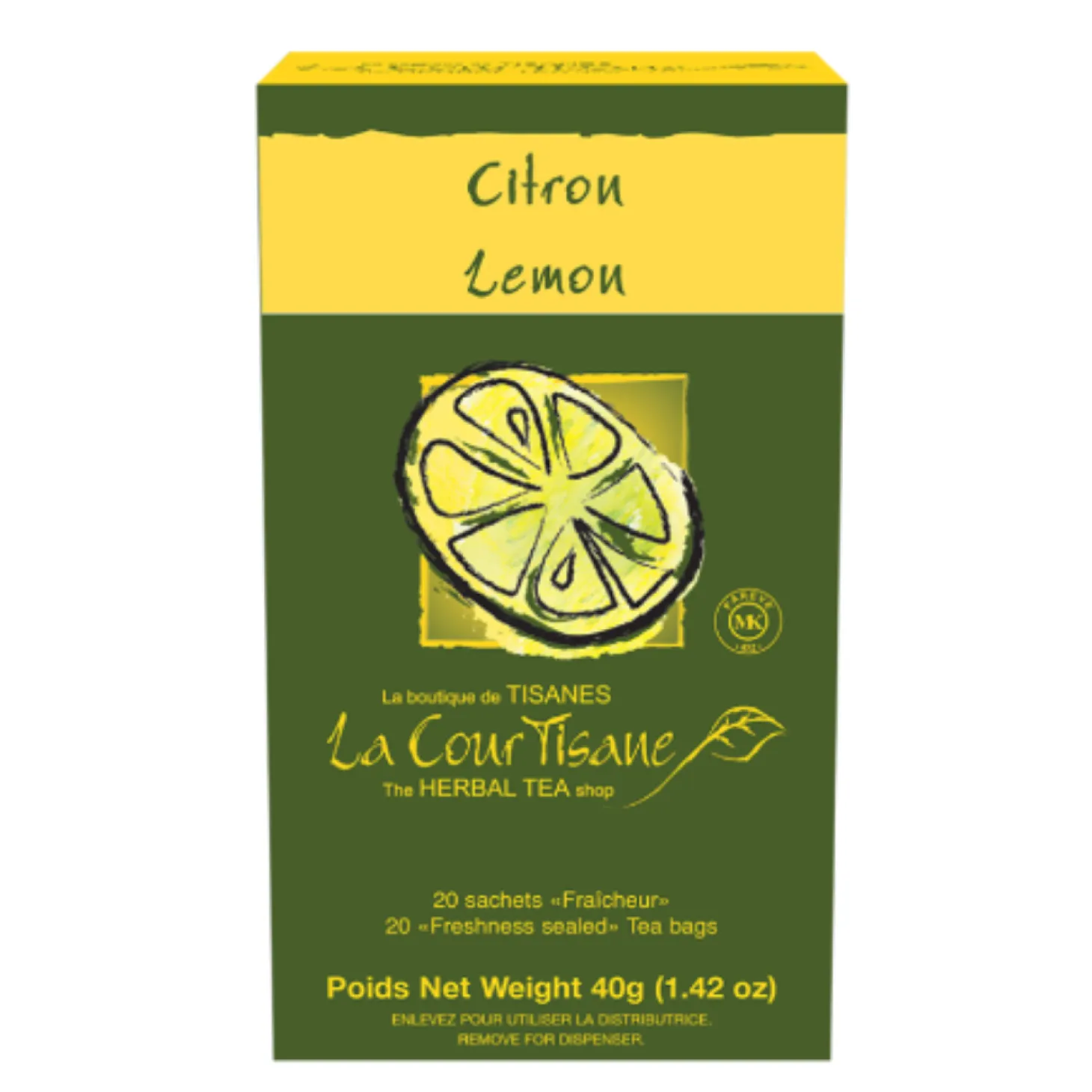 Herbal Teas|Caffeine Free>Ma Caféine The Courtesan | Lemon Herbal Tea box of 20 sachets