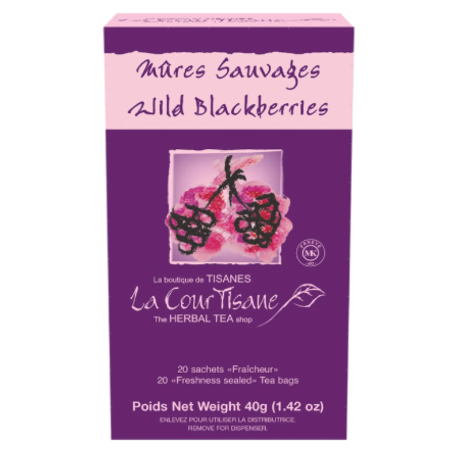 Herbal Teas|Caffeine Free>Ma Caféine The Courtesan | Wild Blackberry Herbal Tea box of 20 sachets