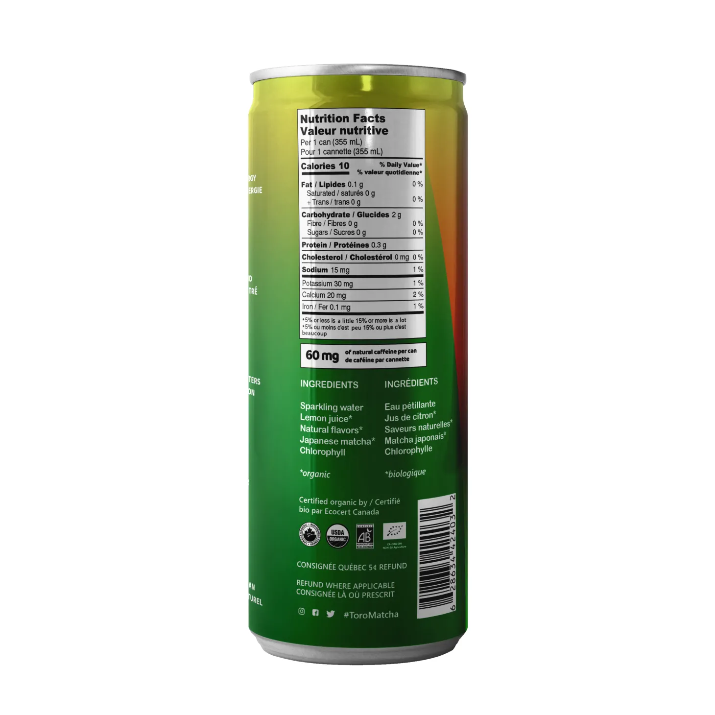 Ready-To-Drink Beverages|Quebec Products>Ma Caféine ToroMatcha | Sparkling Mango sugar free - 355 ml