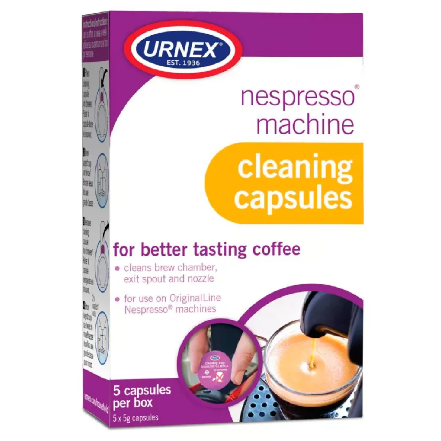 Machine Maintenance>Ma Caféine Urnex | 5 cleaning capsules for Nespresso machines